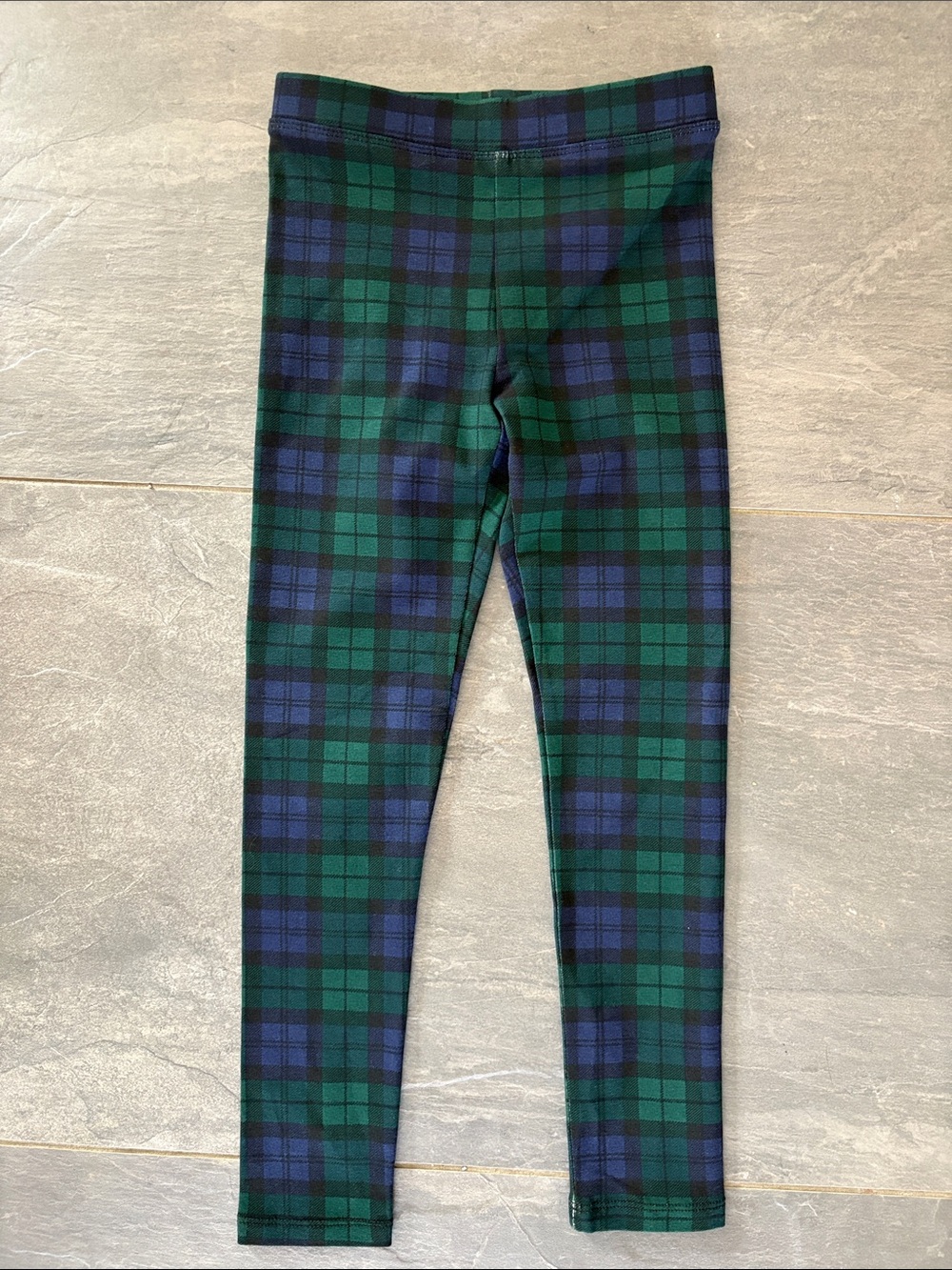 Crewcuts Green & Navy Plaid Leggings